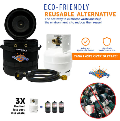 Flame King Propane Gas Hauler Kit 3lb Empty Propane Tank, Adapter Hose and Insulated Protective Carry Case