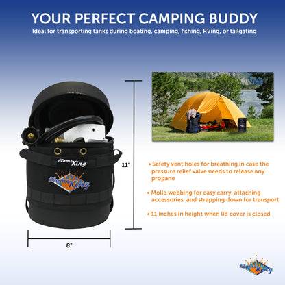 Flame King Propane Gas Hauler Kit 3lb Empty Propane Tank, Adapter Hose and Insulated Protective Carry Case