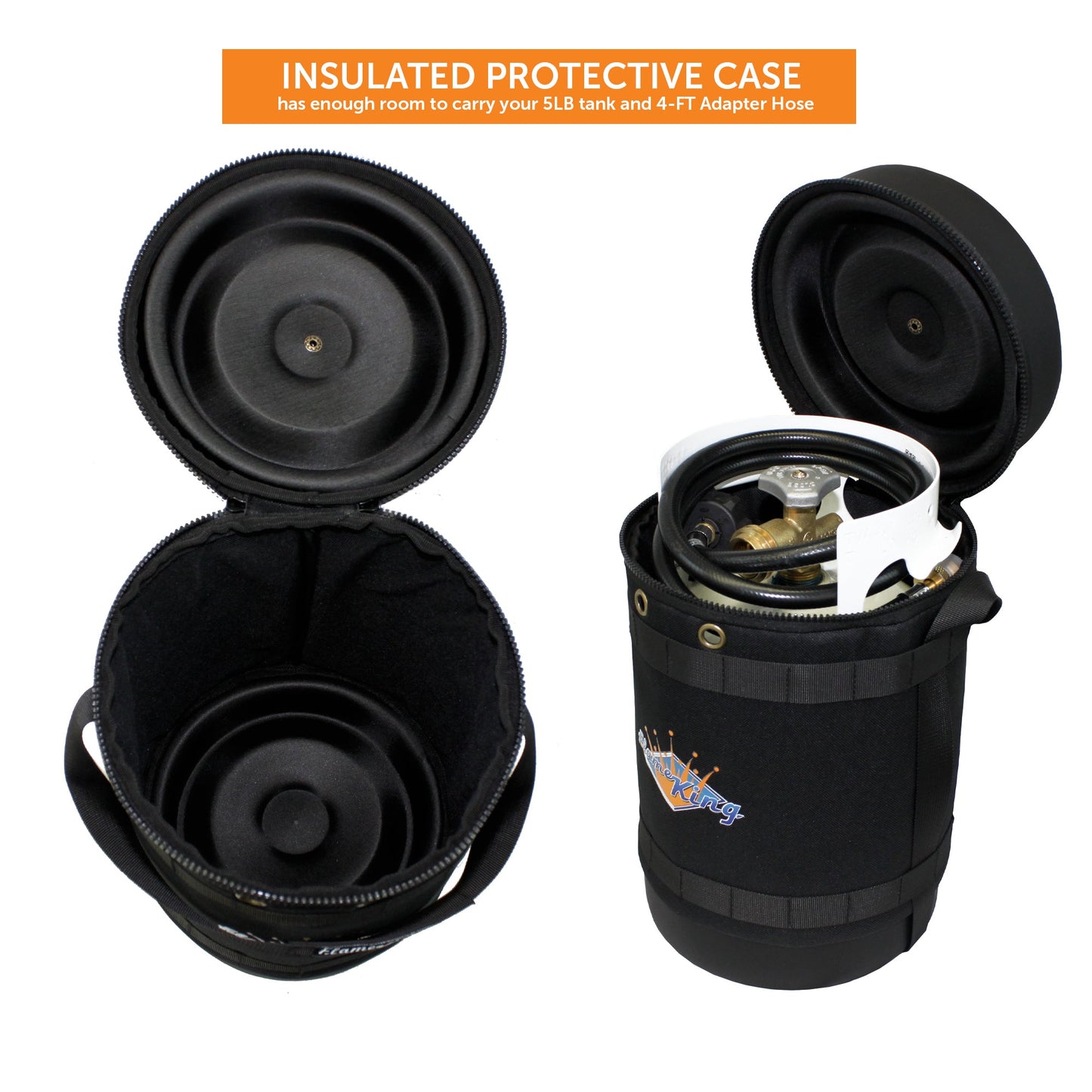 Flame King Propane Gas Hauler Kit 5lb Propane Tank, Adapter Hose and Insulated Protective Carry Case