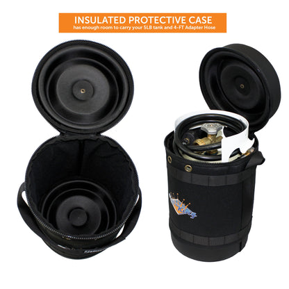 Flame King Propane Gas Hauler Kit 5lb Propane Tank, Adapter Hose and Insulated Protective Carry Case