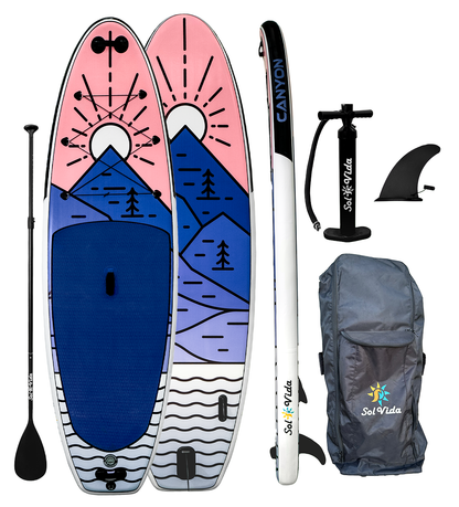SolVida GrandSol Canyon Pack: 11' 4'' Inflatable Paddle Board + Paddle, Pump, Detachable Fin, & Carrying Case