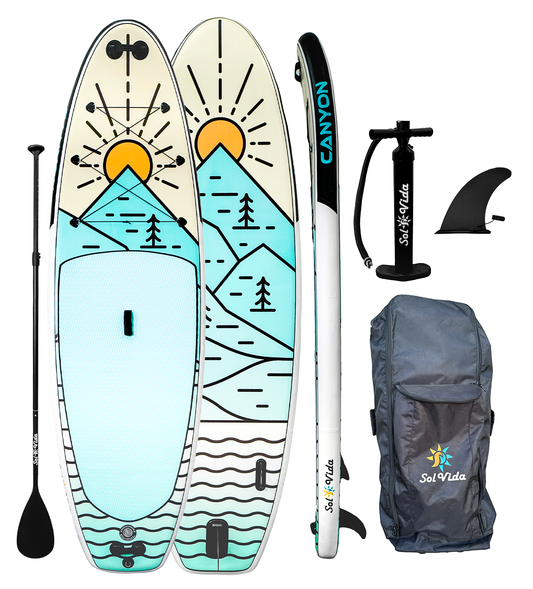 SolVida GrandSol Canyon Pack: 11' 4'' Inflatable Paddle Board + Paddle, Pump, Detachable Fin, & Carrying Case