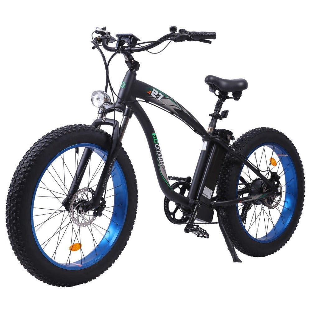Ecotric Hammer Class 2 Electric Fat Tire 48V 750W Beach Snow Bike-Matte Black and Blue
