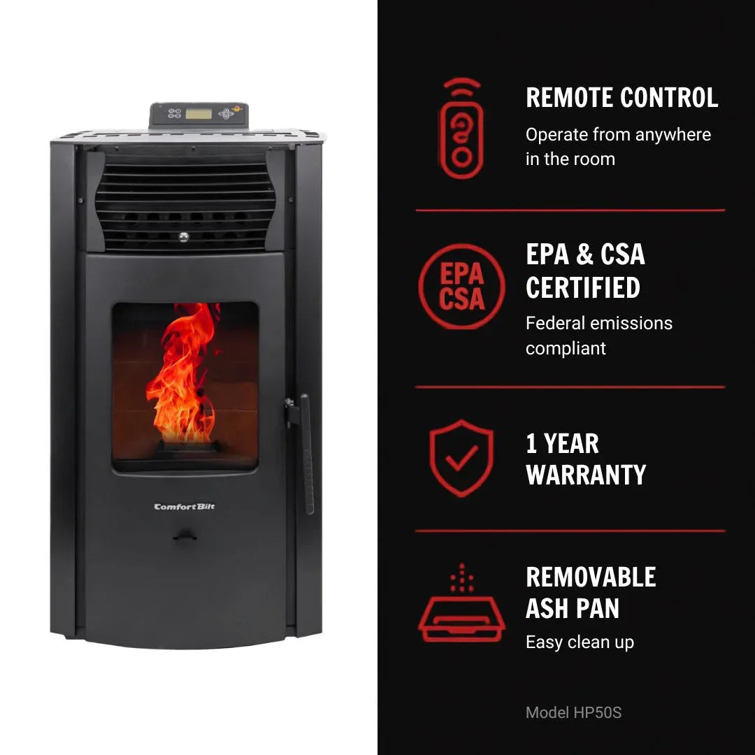 ComfortBilt HP50S Pellet Stove - Charcoal Grey/Black