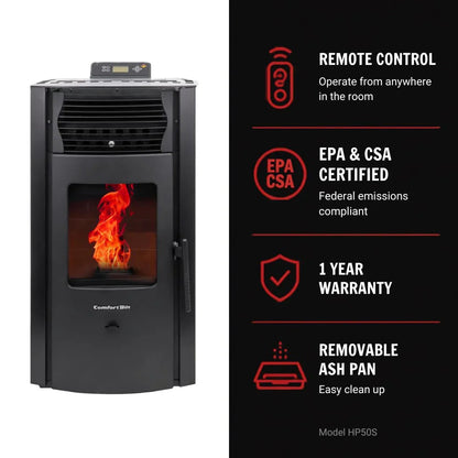 ComfortBilt HP50S Pellet Stove - Charcoal Grey/Black