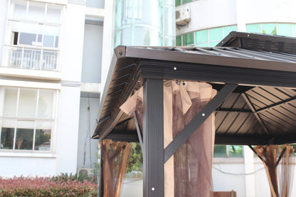 Ainfox 10x12 Double Roof Iron Gazebo With Classic Thin Mosquito Net