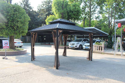 Ainfox 10x12 Double Roof Iron Gazebo With Classic Thin Mosquito Net