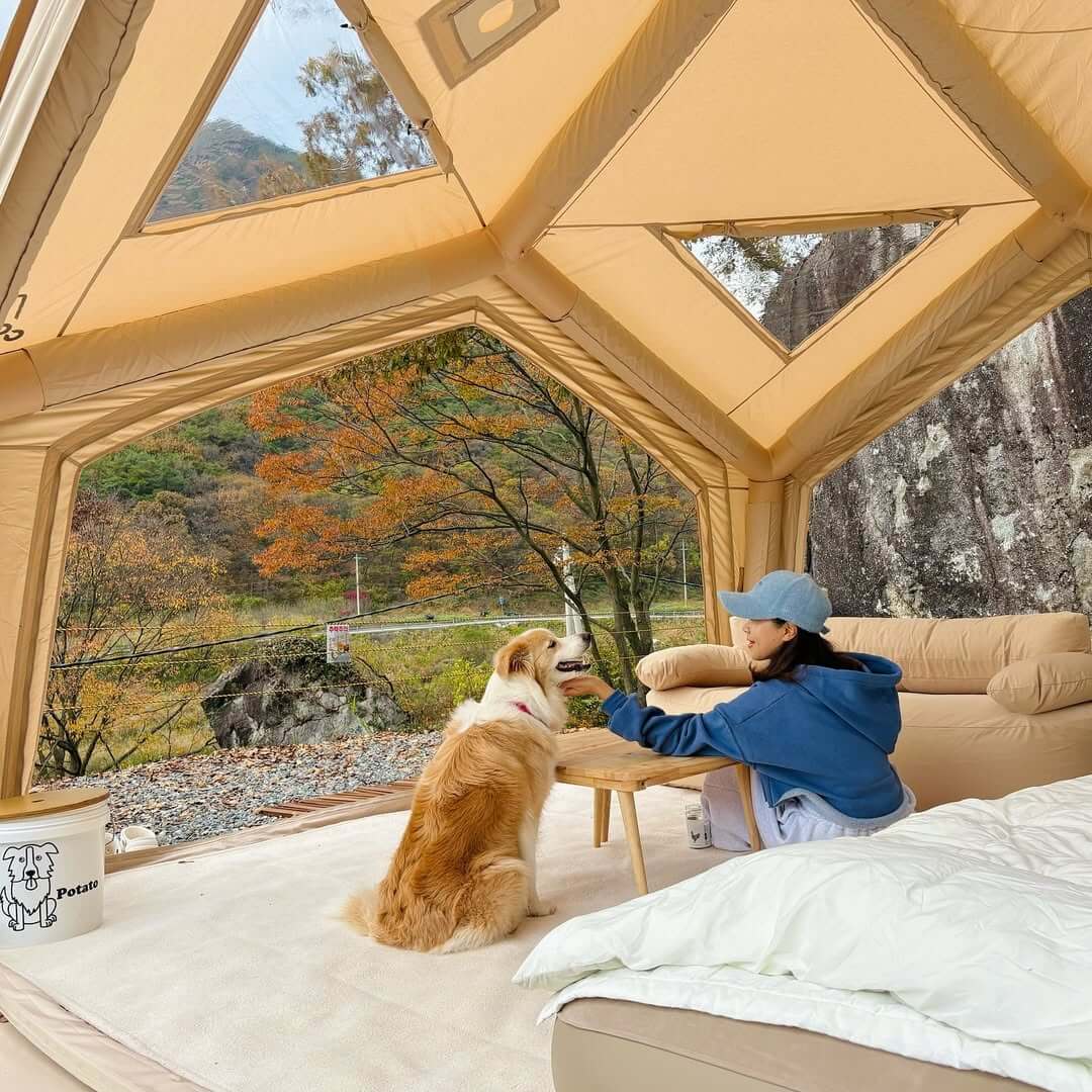 Coody AirTent Hub Shelter Beige Inflatable Tents for Camping (2-6 Person)