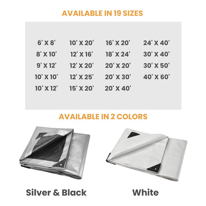 White Duck Outdoors Heavy Duty Poly Tarp 10 mil, 6 oz.