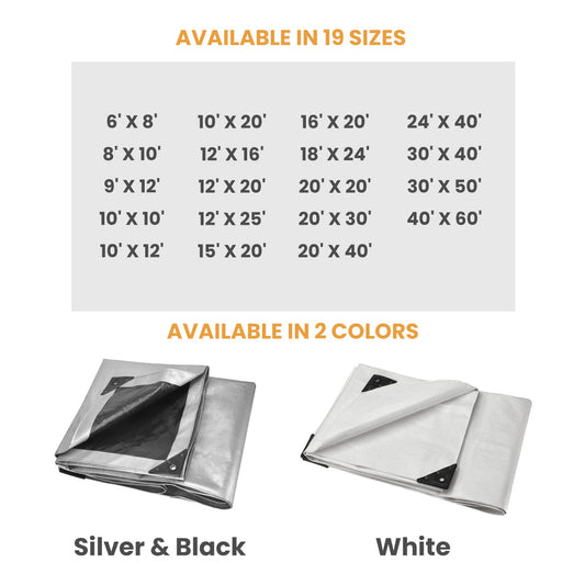 White Duck Outdoors Heavy Duty Poly Tarp 10 mil, 6 oz.