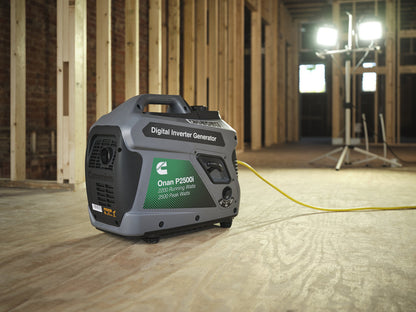 cummins onan p2500i digital inverter generator 2200 running watts 2500 peak watts being used on a construction site