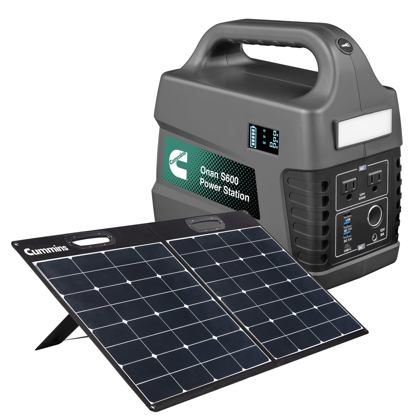 cummins onan s600 power station with 100 watt solar panel bundle