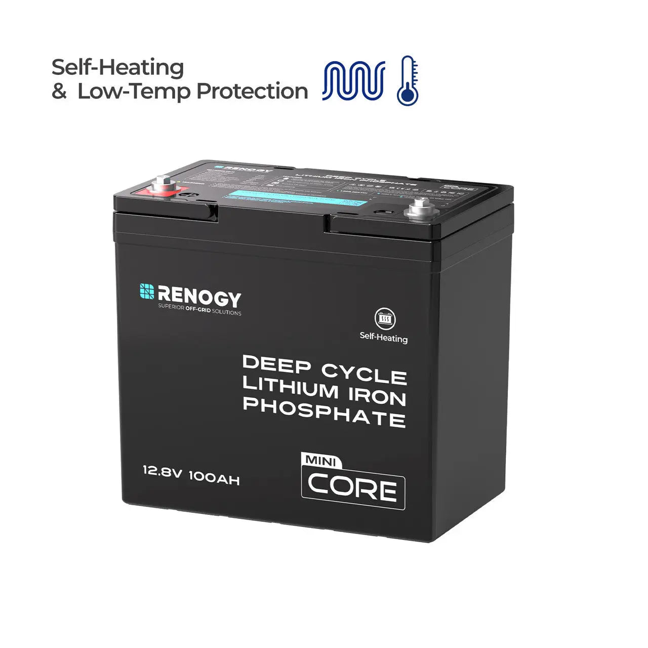 Renogy Core Mini - DuoHeat Tech 12V 100Ah Lithium Iron Phosphate Battery