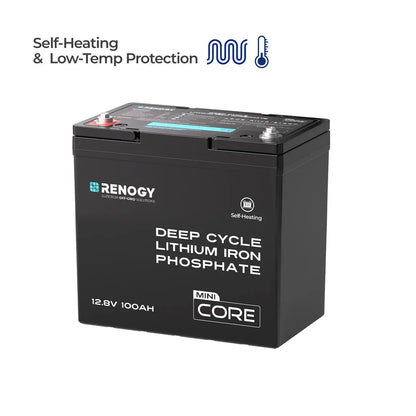 Renogy Core Mini - DuoHeat Tech 12V 100Ah Lithium Iron Phosphate Battery