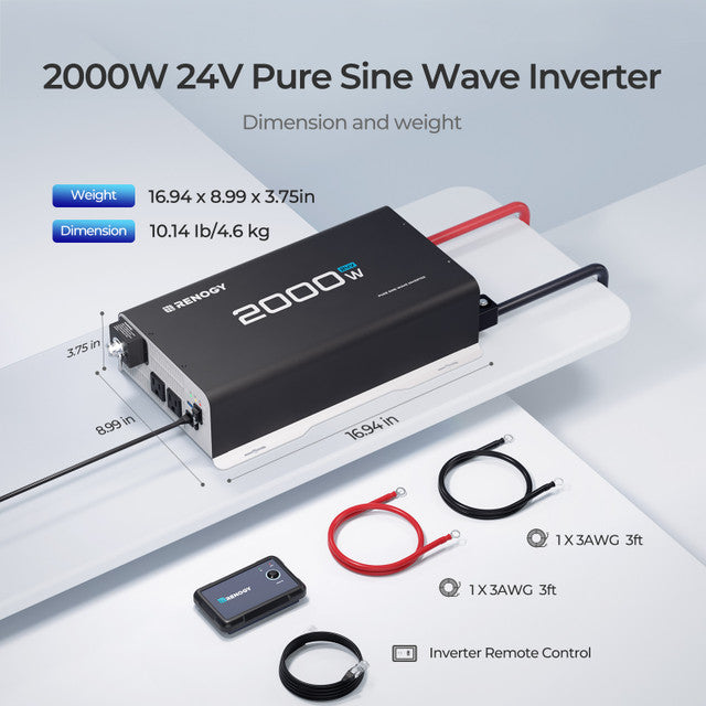 Renogy 2000W 24V Pure Sine Wave Inverter