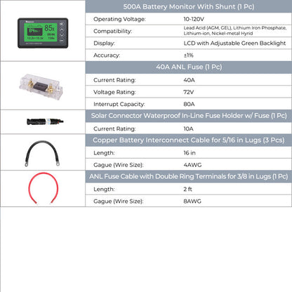 Renogy 400W 12 Volt Complete Solar Kit with Two 100Ah Deep-Cycle AGM / LiFePO4 Batteries