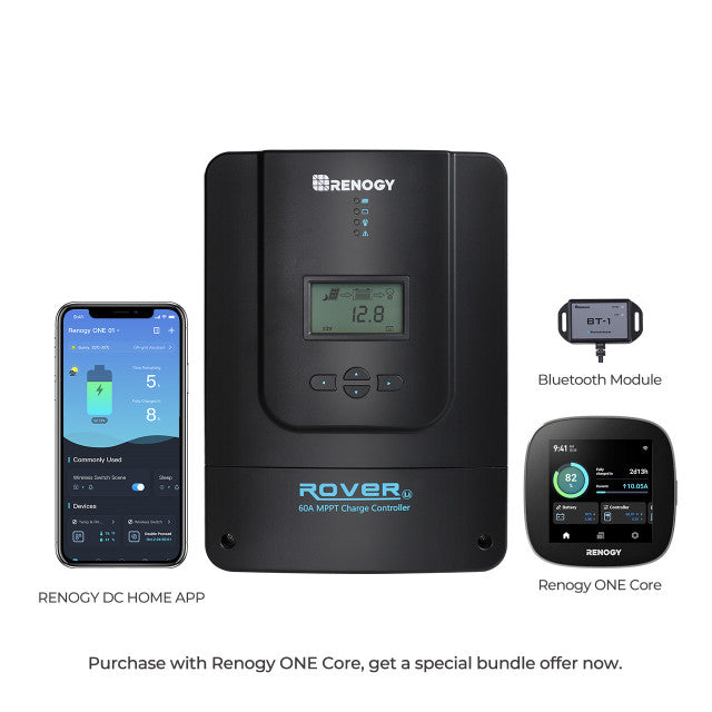 Renogy Rover 60 Amp MPPT Solar Charge Controller & BT-1 & Renogy ONE Core