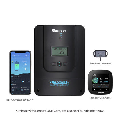 Renogy Rover 60 Amp MPPT Solar Charge Controller & BT-1 & Renogy ONE Core