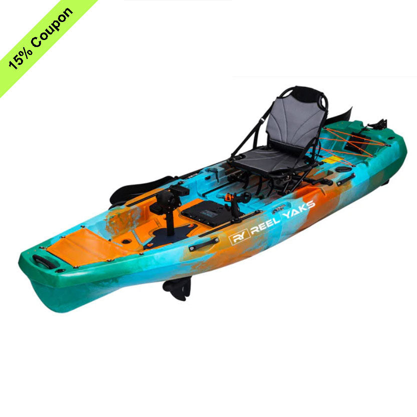 Reel Yaks 10ft Radar Modular Propeller Drive Pedal Fishing Kayak | 430lbs Capacity | 2 Piece