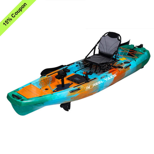 Reel Yaks 10ft Radar Modular Propeller Drive Pedal Fishing Kayak | 430lbs Capacity | 2 Piece