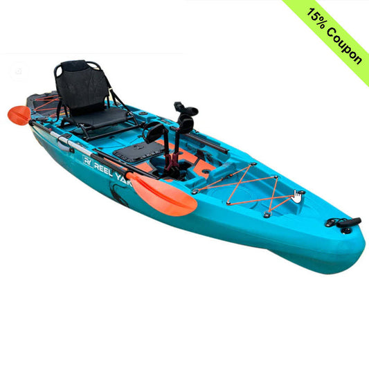 Reel Yaks 10.8ft Rapido Modular Fin Drive Pedal Fishing Kayak | 440lbs Capacity | 2 Piece