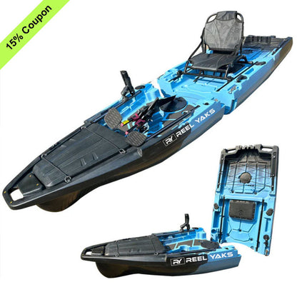 Reel Yaks 10ft Recon Modular Fin Drive Pedal Fishing Kayak | 430lbs Capacity | 2 Piece