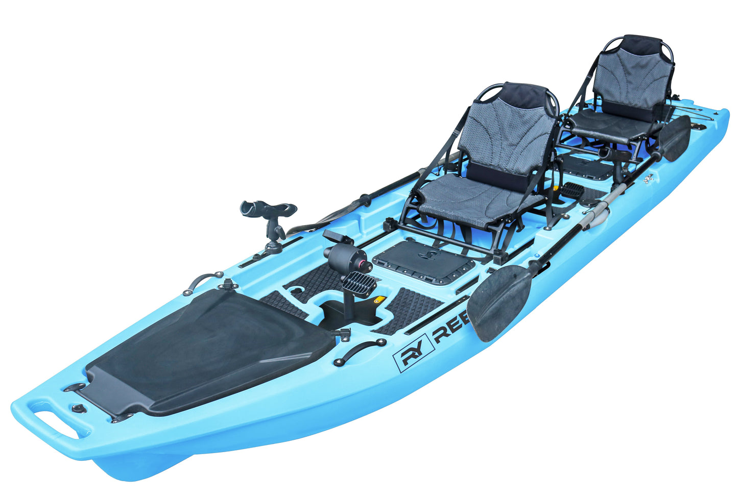 Reel Yaks 13.8ft  Rocket Propeller Drive Tandem & Solo Modular Fishing Kayak | Propeller Drive | 550lbs Capacity | 3 Piece