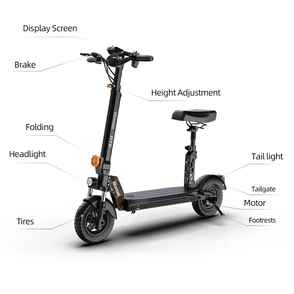 eBike Boys RT6 1000W Electric Scooter - 48V, 40-50km Range, Foldable