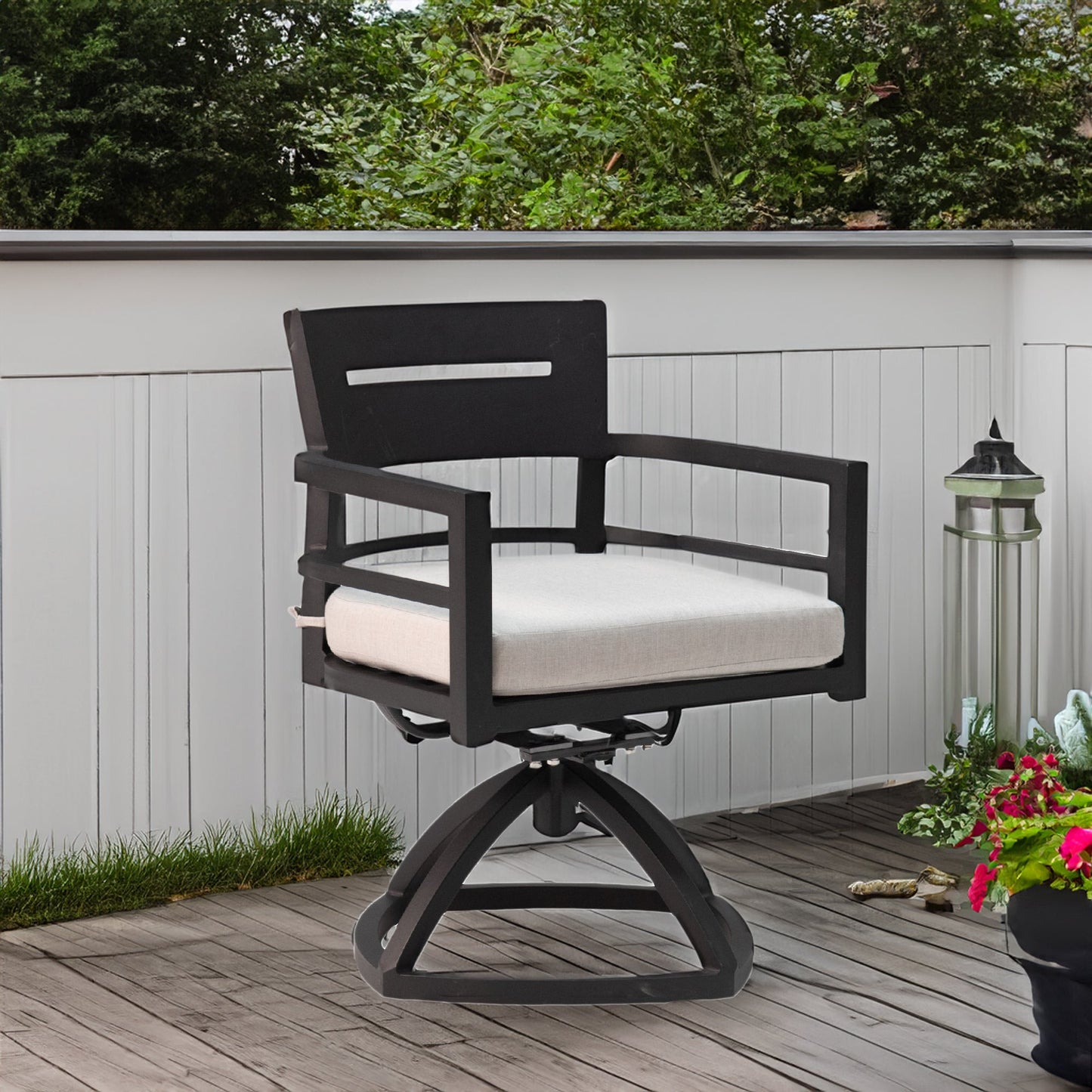 PolyTEAK Aluminum Outdoor Patio Swivel Rockers with Plush Cushions (Set of 2)