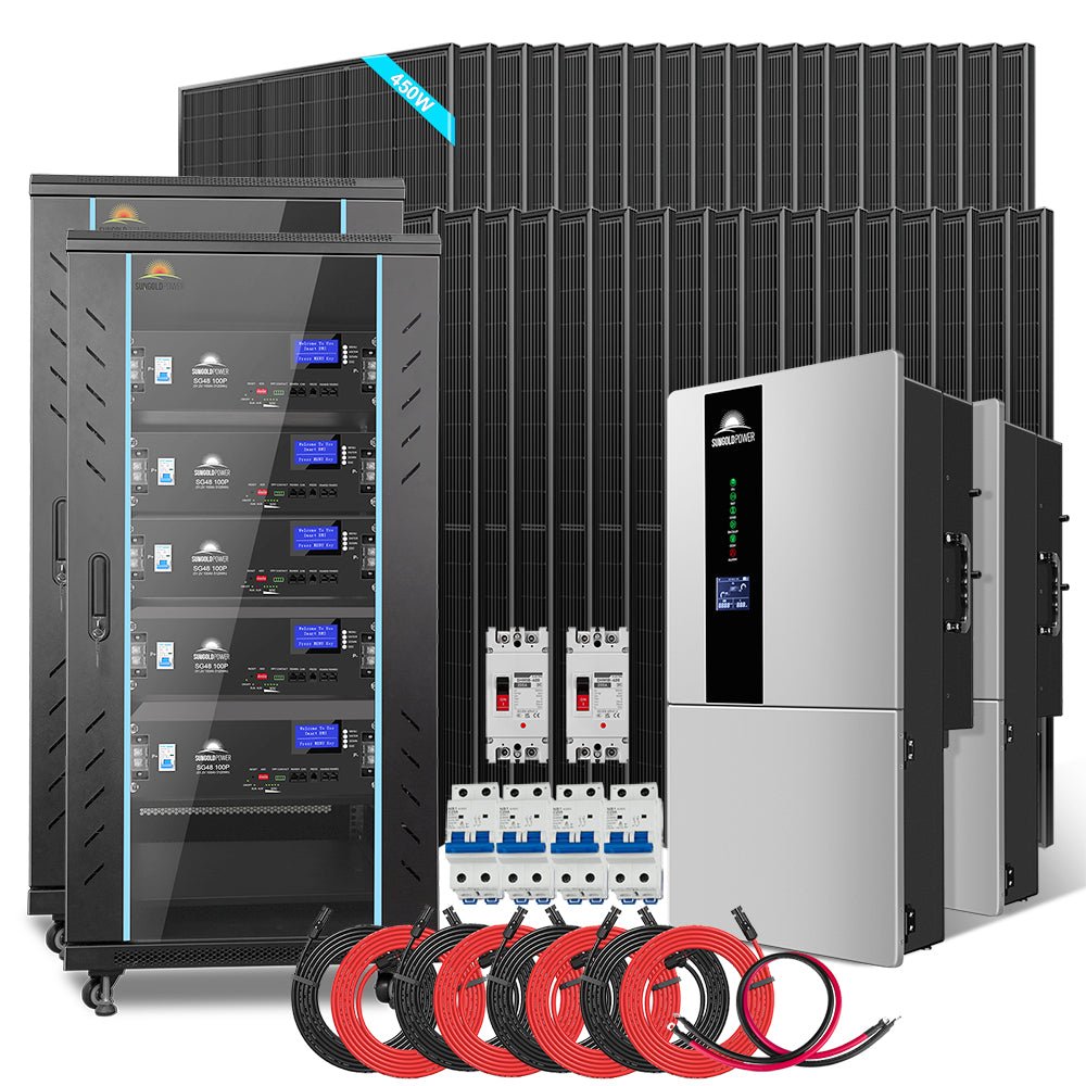 SunGoldPower Hybrid Solar Kit 11.4KW 48V Split Phase 51.2 KWH Lithium Battery 36 X 450 Watt Solar Panel (Optional) SGH-11N5E