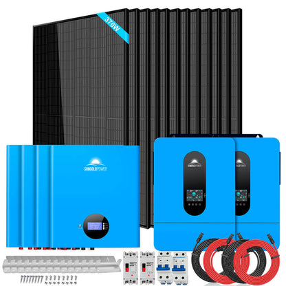 SunGoldPower Off-Grid Solar Kit 13000W 48VDC 120VAC/240V 20.48KWH PowerWall Lithium Battery 12 X 370 Watts Solar Panels SGM-1320M