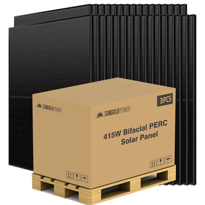 SunGoldPower 415W Bifacial PERC Solar Panel  | SGP-415-BBS (31 PANELS) UL61730 CEC Listed