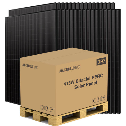 SunGoldPower 415W Bifacial PERC Solar Panel  | SGP-415-BBS (31 PANELS) UL61730 CEC Listed