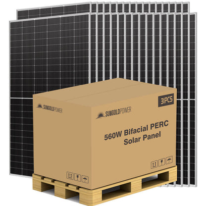 SunGoldPower 560W Bifacial PERC Solar Panel  | SGP-560-SBD (31 PANELS) UL61730