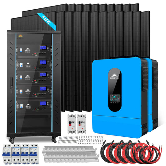 SunGoldPower Off Grid Solar Kit 13000W 48VDC 120V/240KWH LiV LifePo4 25.6thium Battery 22 X 450 Watts Solar Panels SGR-13K25E