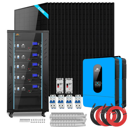 SunGoldPower Off-Grid Solar Kit 13000W 48VDC 120V/240V LifePo4 20.48KWH Lithium Battery 14 X 415 Watts Solar Panels SGR-13KM