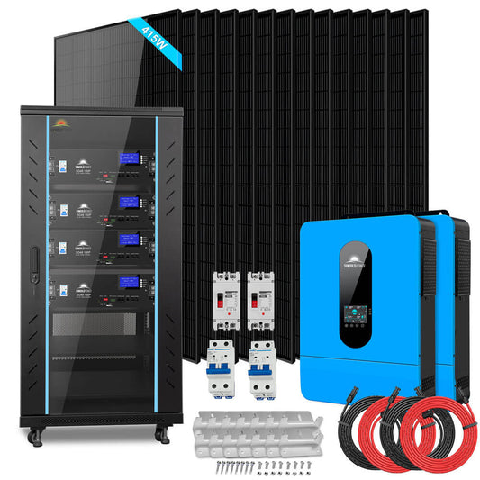 SunGoldPower Off-Grid Solar Kit 13000W 48VDC 120V/240V LifePo4 20.48KWH Lithium Battery 14 X 415 Watts Solar Panels SGR-13KM