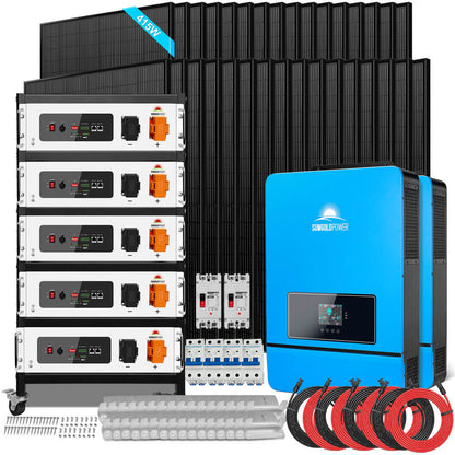 SunGoldPower OFF GRID SOLAR KIT 16KW 48VDC 120V/240V LIFEPO4 25.6KWH LITHIUM BATTERY 32 X 415 WATTS SOLAR PANELS SGR-16K25E