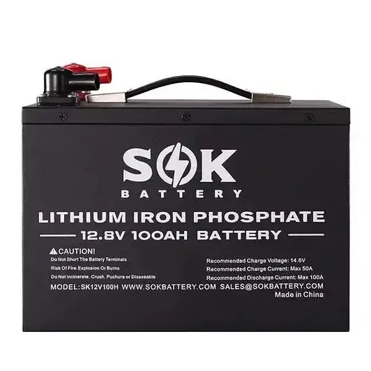 SOK Battery 12V 100Ah LiFePO4 4D Battery Bluetooth & Built-in Heater Option
