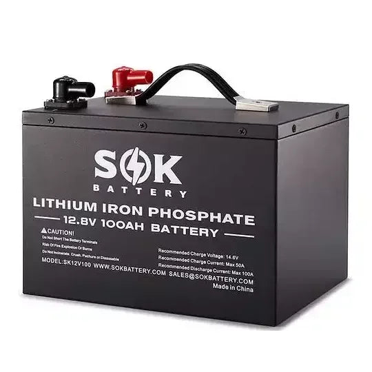 SOK Battery 12V 100Ah LiFePO4 4D Battery Bluetooth & Built-in Heater Option
