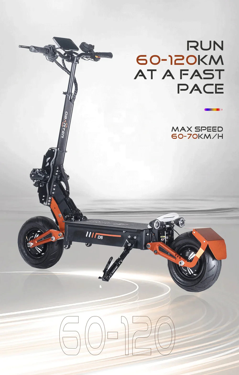 eBike Boys Obarter D5 Electric Scooter - 5000W, 70km/h Max Speed, Removable Battery