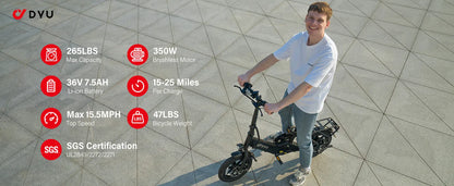 eBike Boys DYU-C3 Folding Electric Bike - Compact Aluminum Design