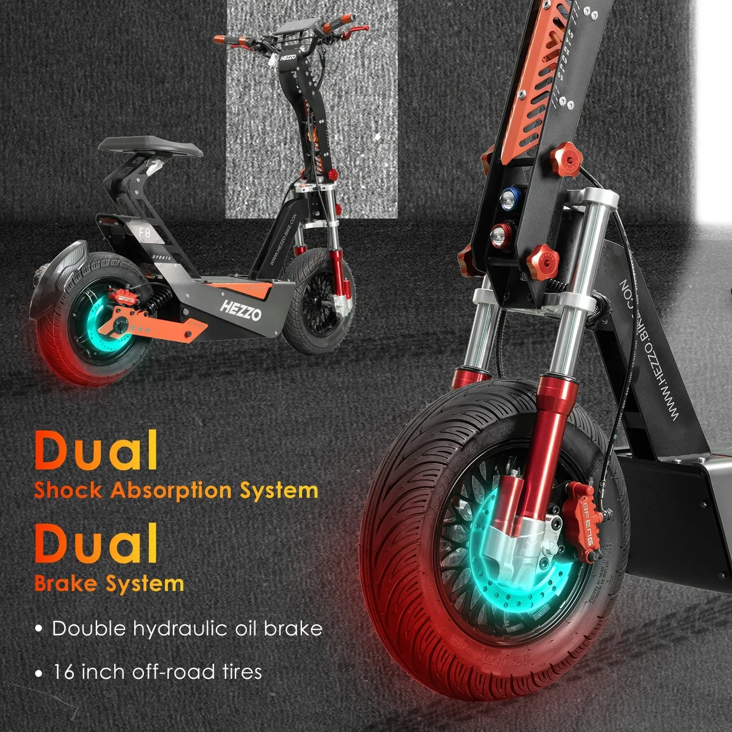 eBike Boys HEZZO-F8 Electric Scooter - 8000W Power, Max Speed 100 Km/h