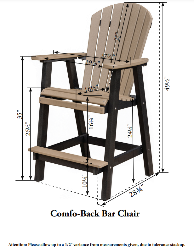 Berlin Gardens Comfo Back Poly Adirondack Bar Height Chair