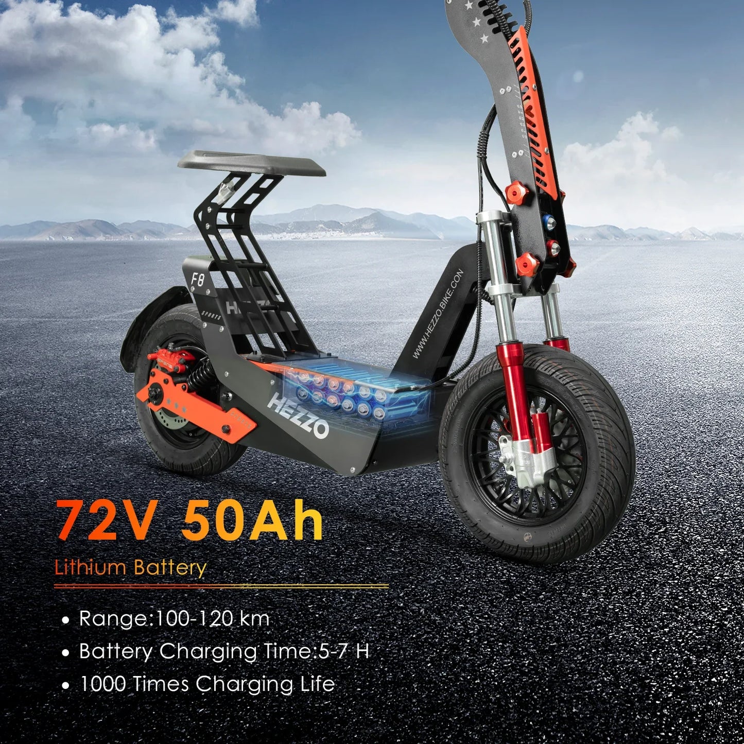 eBike Boys HEZZO-F8 Electric Scooter - 8000W Power, Max Speed 100 Km/h
