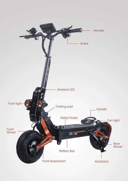 eBike Boys Obarter D5 Electric Scooter - 5000W, 70km/h Max Speed, Removable Battery