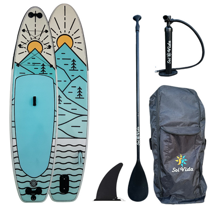 SolVida VidaGlide Canyon Pack: 10' 6'' Inflatable Paddle Board + Paddle, Pump, Detachable Fin, & Carrying Case