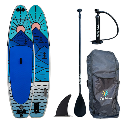 SolVida VidaGlide Canyon Pack: 10' 6'' Inflatable Paddle Board + Paddle, Pump, Detachable Fin, & Carrying Case