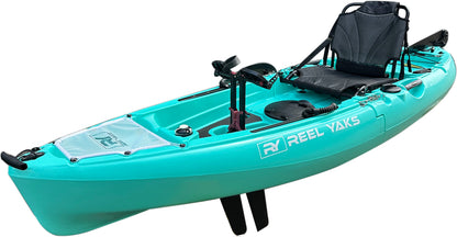 Reel Yaks 9.5ft Raptor Modular Fin Drive Pedal Fishing Kayak | 380lbs Capacity | 2 Piece