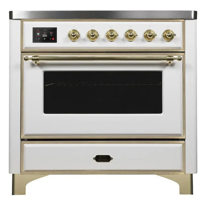 ILVE Majestic II 36" Induction Range White Brass Trim UMI09NS3WHG